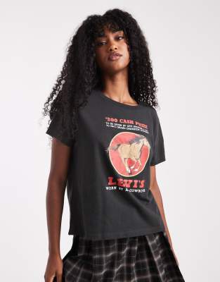 Levi's Graphic Boxy T-shirt Western Archival Cash Prize In Black