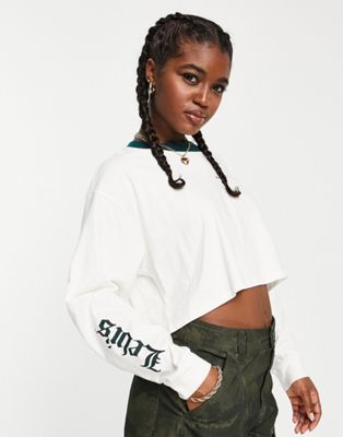 Levi's graphic logo long sleeve crop sweat in white
