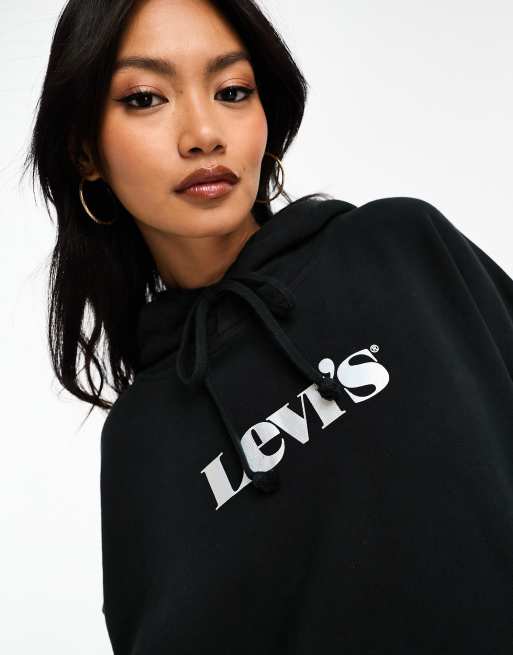 Levi s graphic rider hoodie in black ASOS