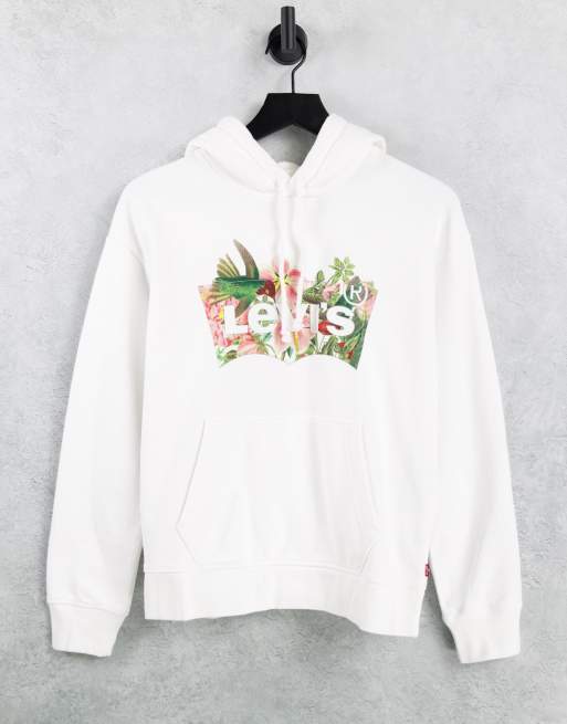 Levi s graphic standard hoodie with batwing fill in white ASOS