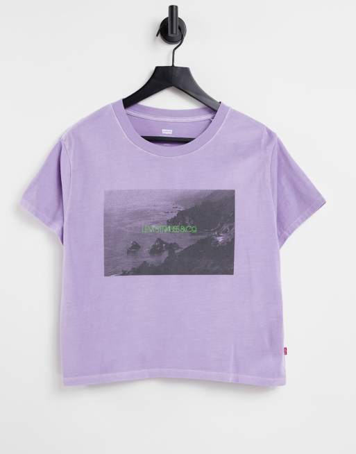 Levi's graphic varsity tee with photo tee garment dye in lavender