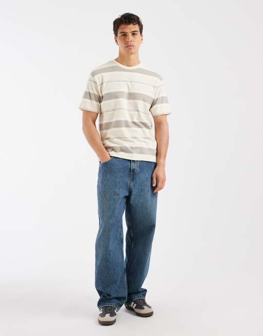 Levi's - Grøn stribet vintage-T-shirt med rødt mærke, 2 af 5