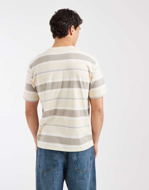 Levi's - Grøn stribet vintage-T-shirt med rødt mærke, 5 af 5