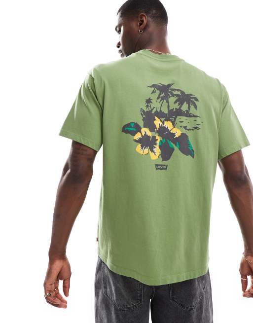 Levi's - Grøn t-shirt med centralt blomster-logoprint i vintage-pasform