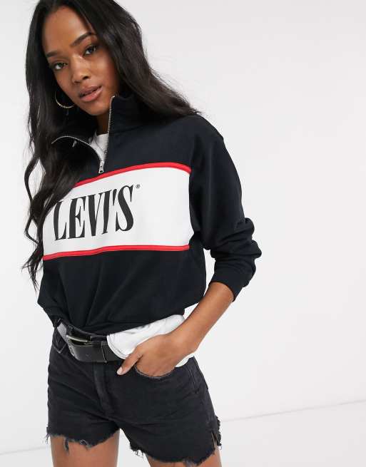 Levis half outlet zip logo sweatshirt