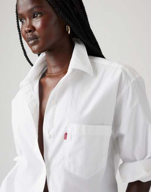 Levi's Harlie boyfriend shirt in white, 3 of 4