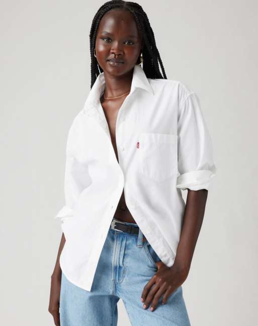 Levi's Harlie boyfriend shirt in white, 4 of 4