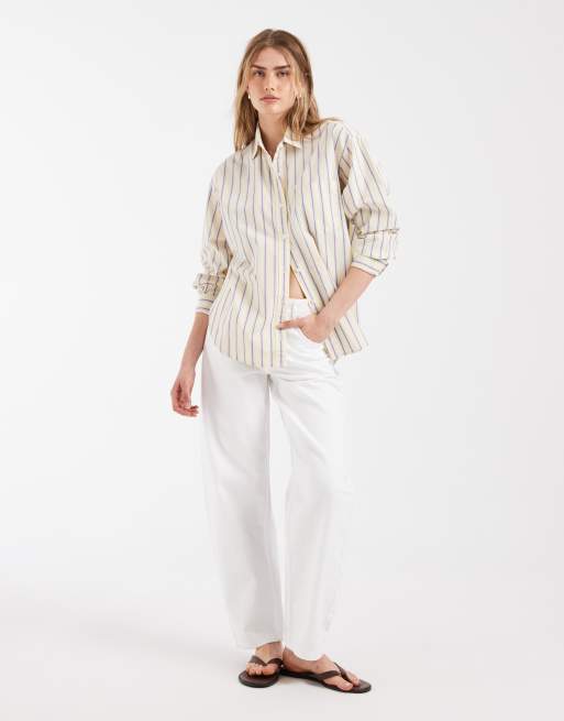 Levi's harlie boyfriend striped shirt in yellow, 2 of 4