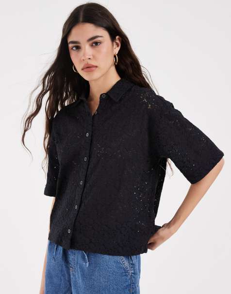 Levi's - Harlie - Camicia a maniche corte in pizzo nera - view 1