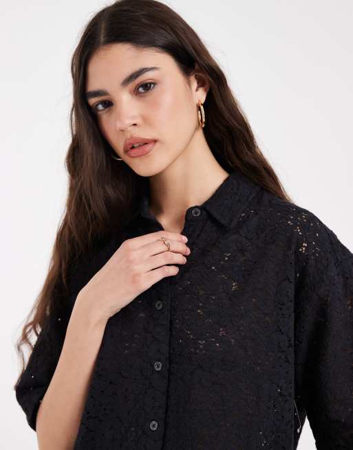 Levi's - Harlie - Chemise en dentelle à manches courtes - Noir, 3 de 4