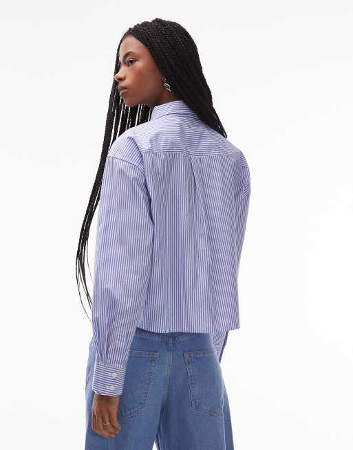 Levi's – Harlie – Niebieska, krótka koszula w paski zdobiona na całej powierzchni, 4 z 4