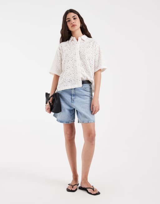 Levi's harlie short sleeve lace shirt in white, 2 of 4
