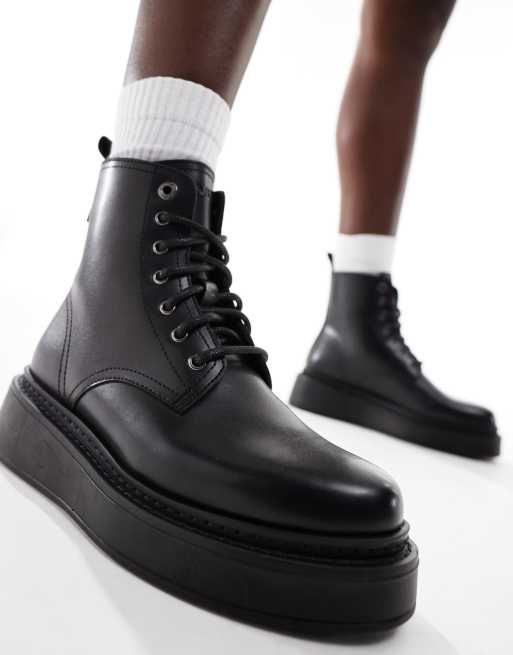 Leather look boots deals