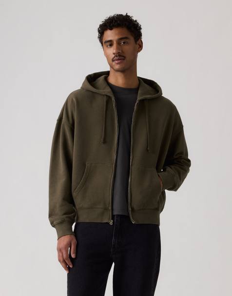 Levi's – Hayes – Kastiges Sweatshirt im Grunge-Stil in Maitake-Braun mit Reißverschluss - view 1