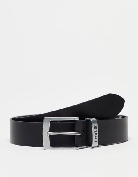 ASOS DESIGN leather skinny braided belt in black