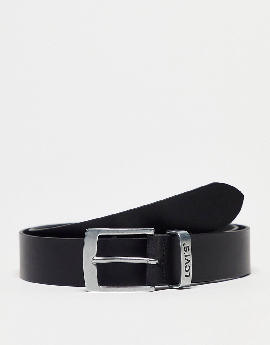 Levi’s hebron 35mm leather belt in black with logo
