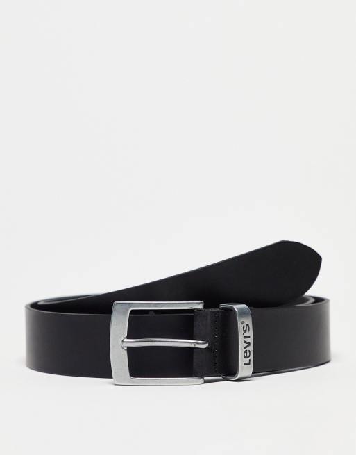 Levi's hebron 35mm leather belt in black with logo | ASOS