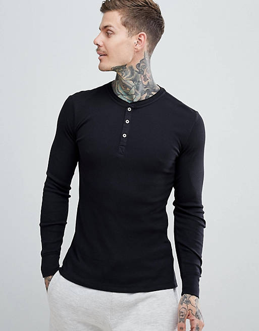 Levis Henley Long Sleeve T-Shirt in Black | ASOS