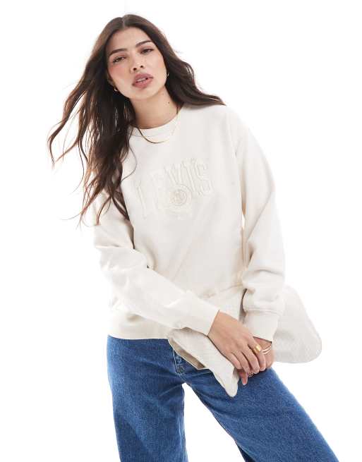 Levi's – Heritage – Beżowa bluza z dopasowanym logo w uczelnianym stylu