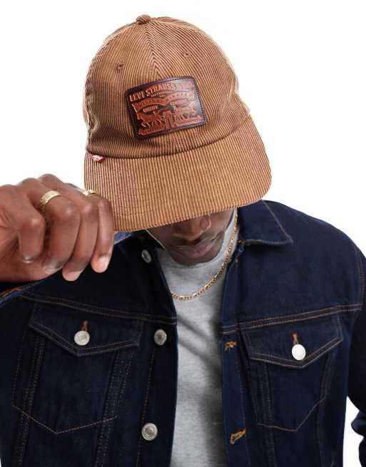 Levi's - Heritage - Cappellino in velluto a coste color cuoio con logo