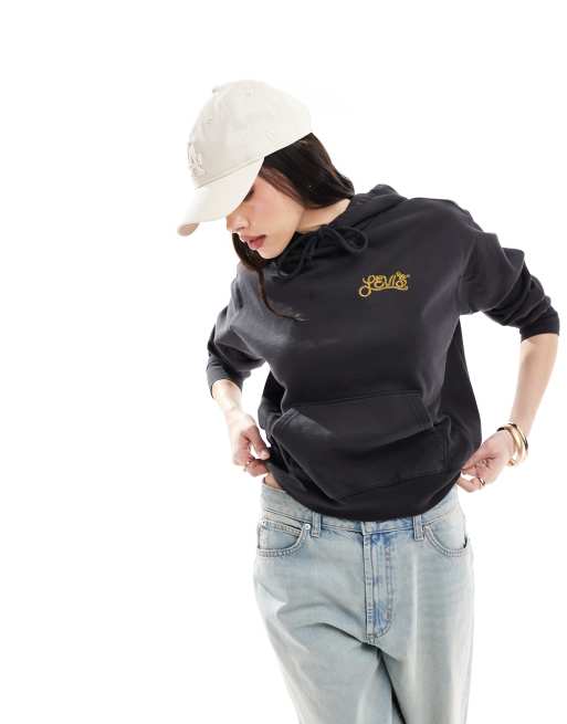 Levi's - Heritage - Hoodie met touw en logo in zwart