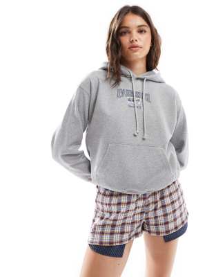 Levi's - Heritage - Kapuzenpullover mit mittigem College-Fledermauslogo in Hellgrau