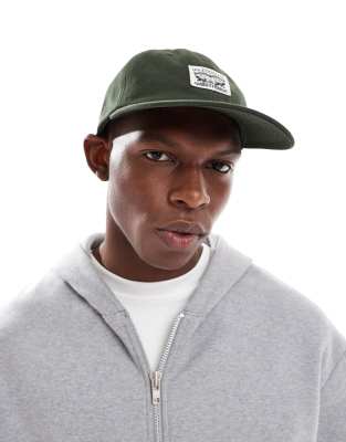 heritage label logo relaxed dad baseball cap in dark green