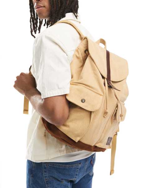 Levi's – Heritage – Rucksack aus gelbem Canvas mit Aufnäher-Logo aus Leder - view 1