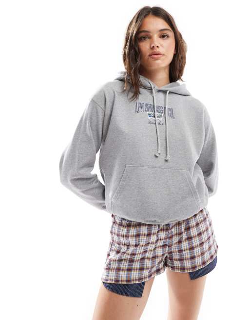 Levi's - Heritage - Varsity hoodie met vleermuislogo in het midden in lichtgrijs