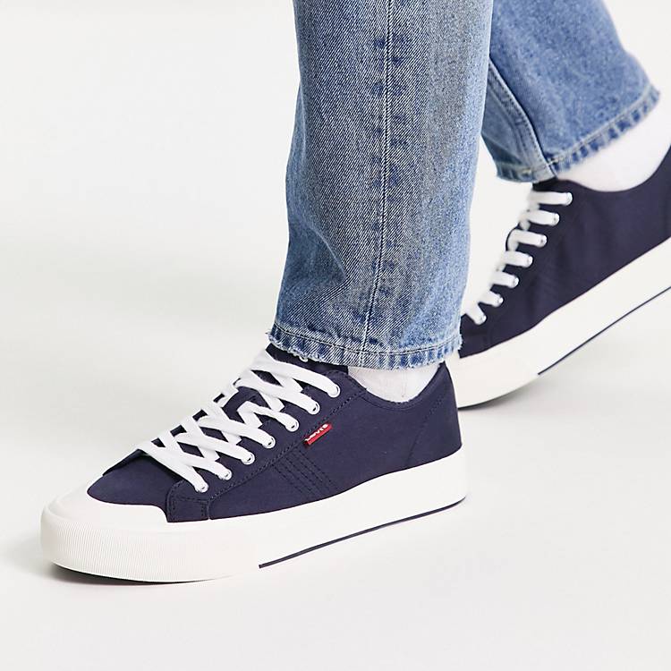 Levi's Hernandez canvas sneakers in navy with red tab logo | ASOS