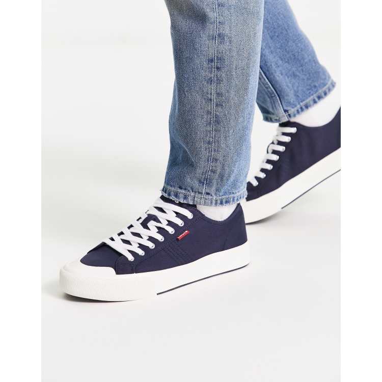 Levi's Hernandez canvas sneakers in navy with red tab logo | ASOS