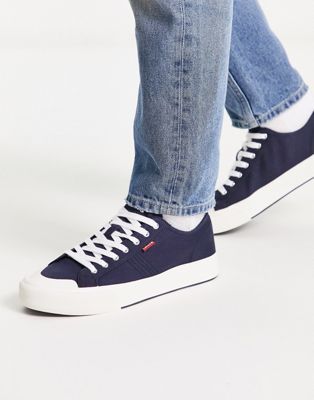 Levi's Hernandez canvas trainer in navy with red tab logo