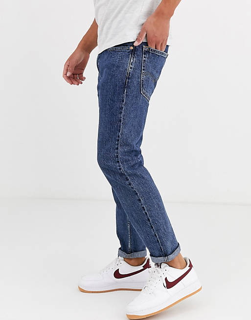 Levi'S Hi-Ball Roll 502 Taper Fit Jeans In Blue Comet Base Mid Wash | Asos