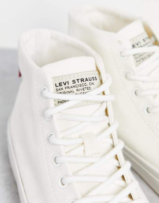 Levi s hi top canvas tab logo shoe in white ASOS