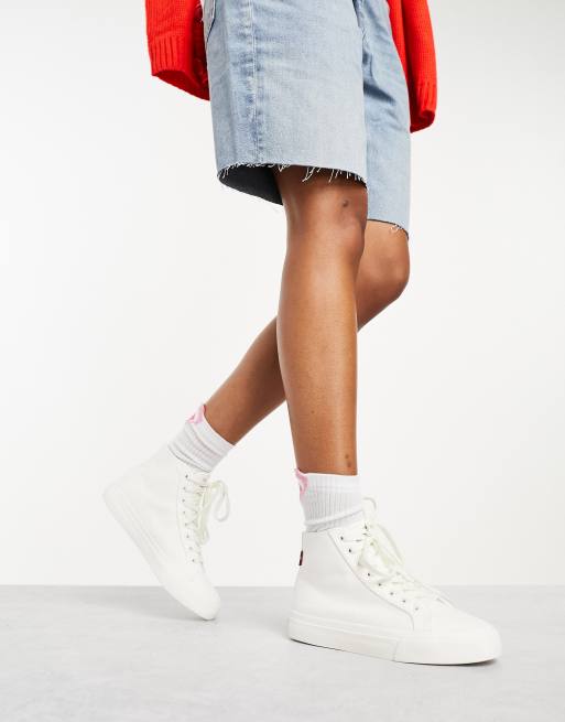 Levi's Hi Top Decon sneakers in white with red tab logo