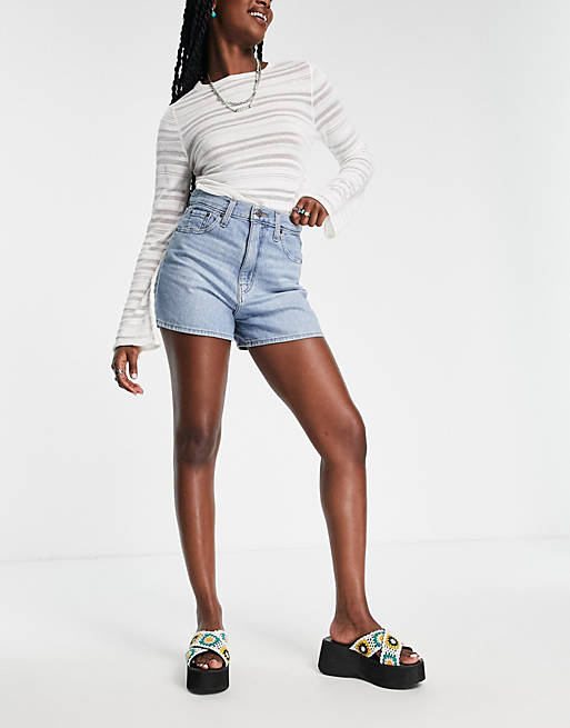 Levi's high loose shorts in light wash blue | ASOS