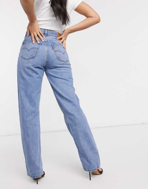 Levi s high loose straight leg jeans in mid wash