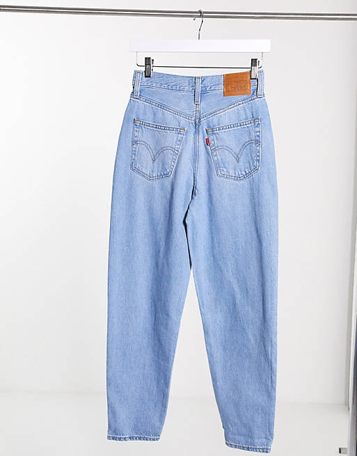High loose tapered jean in lightwash blue Asos Women Clothing Jeans High Waisted Jeans 