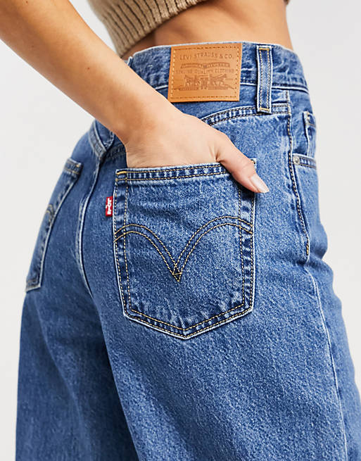 Levi'S High Loose Tapered Jean In Midwash Blue | Asos