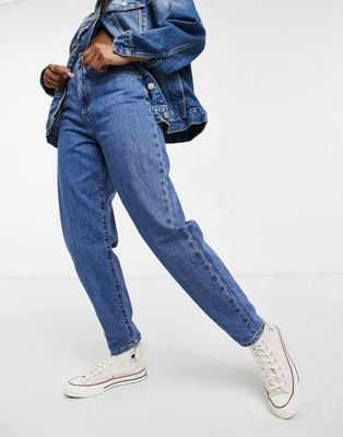 Levi's high loose tapered leg jeans in mid wash-Blue