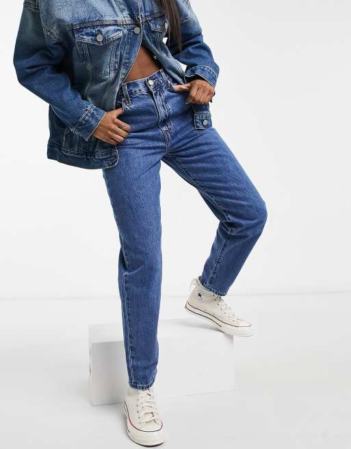 levi's high loose tapered leg jeans in mid wash