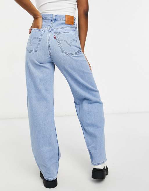 Levi's high loose wide leg jeans in light wash blue