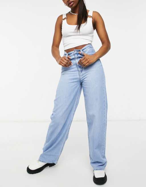 Washed Baggy Wide Leg Jeans in Light Blue - Retro Denim Pants –  ™