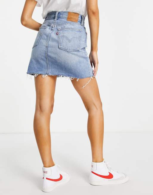 Levi's high rise deconstructed denim skirt in gateway | ASOS