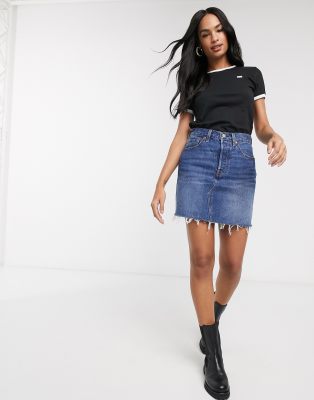 levi's high rise deconstructed skirt