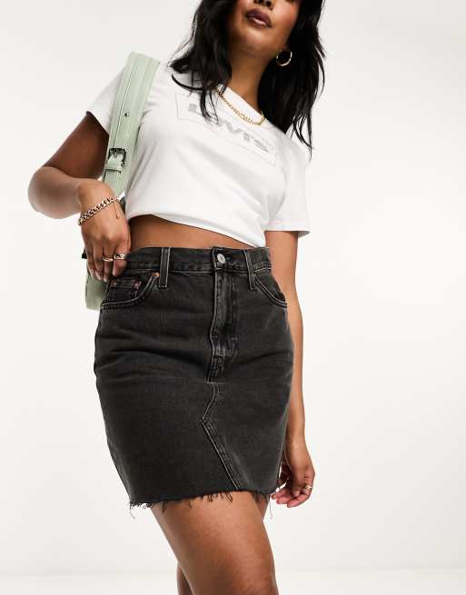 Levi s high rise mini denim skirt in dark grey