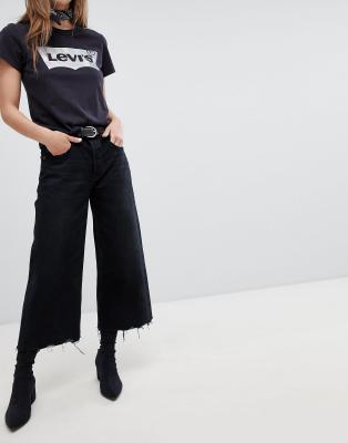 levi's high rise wide leg jean with raw hem