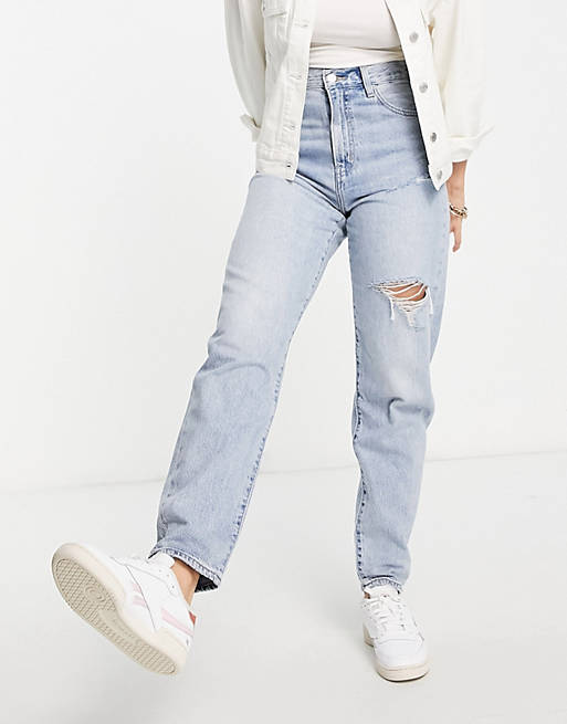 Levi's high thigh rip loose taper jeans in light wash