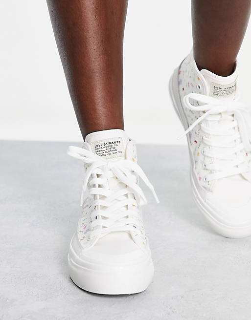 Levi's high top sneakers in white print | ASOS