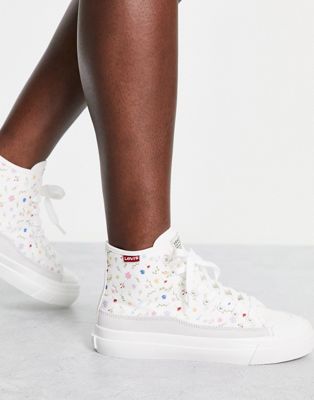 Levi's high top trainer in white print